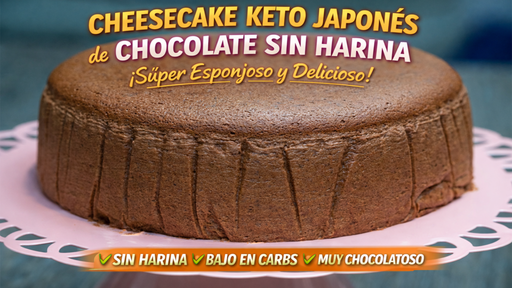 cheesecake keto japonés de chocolate sin harina esponjoso