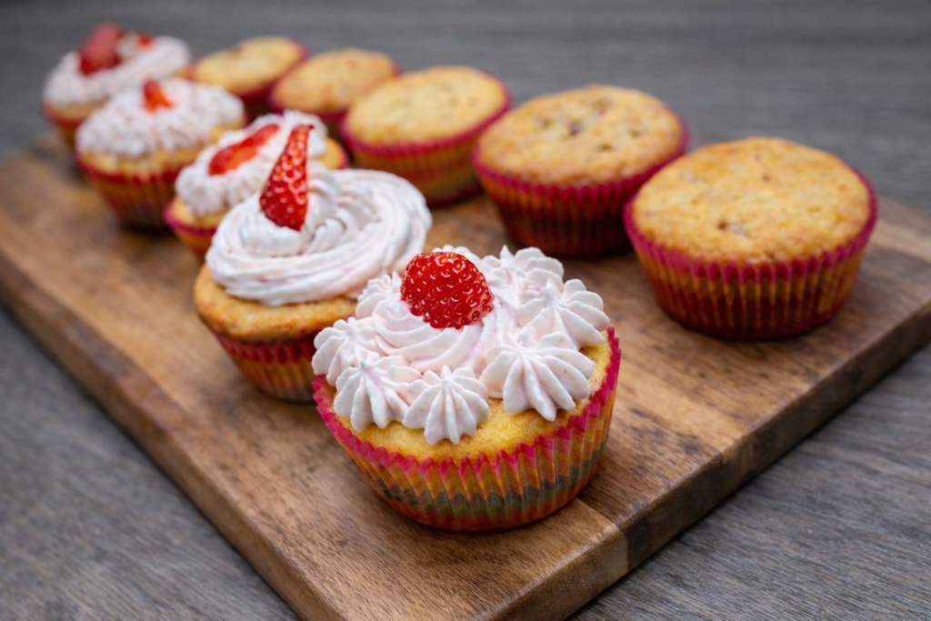 cupcakes keto de fresa bajos en carbohidratos