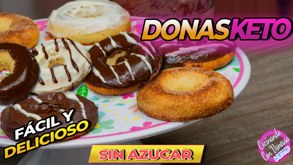 Donas keto esponjosas sin harina con glaseado sin azúcar
