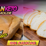 Pan de molde keto casero rebanado sobre tabla de madera